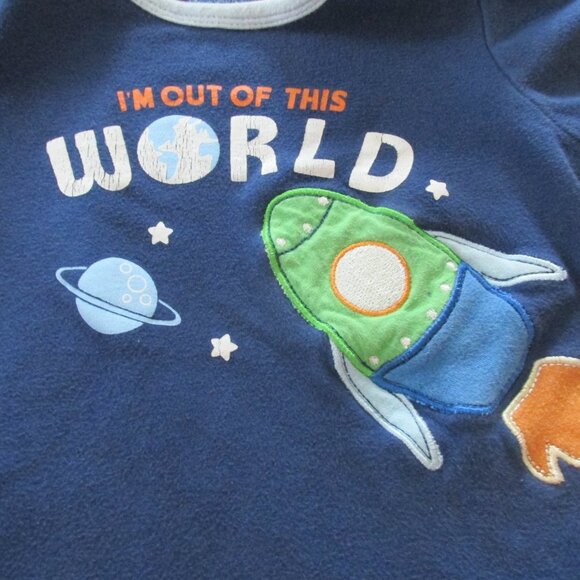 Bon Bébé One Piece Onesie Boy Size 24M Navy Blue Out of this World Short Sleeve - Picture 2 of 3